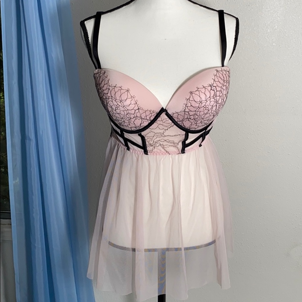 Pink with black babydoll